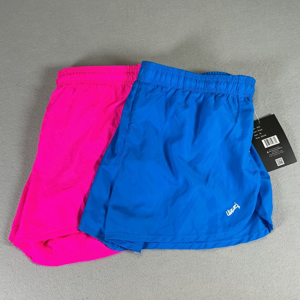 Uzzi Women's Swim Shorts XL Pink Blue Short Inseam Lined Beach 2 Pack NWT - Picture 2 of 15